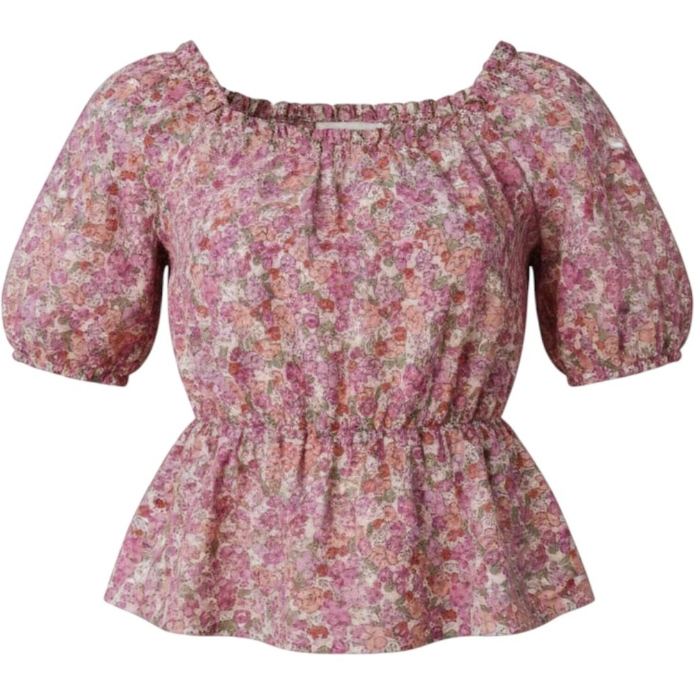 NWT Wonder Nation Pink Flowers Girls' Top with Puff Sleeves Size S (6-6X)